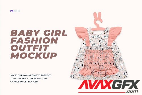 Baby Girl Fashion Outfit Mockup - 6884881