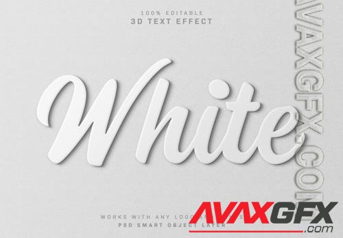 White 3d text effect with soft shadow mockup psd