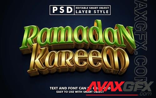 Ramadan kareem 3d realistic text effect premium psd