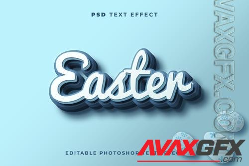 3d easter text effect template with blue color psd