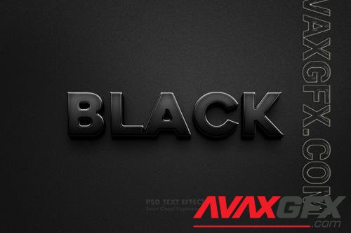 Black 3d text effect with texture psd