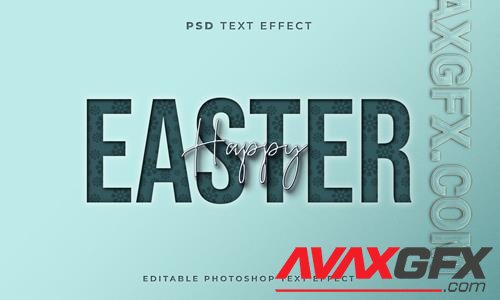 3d easter text effect with blue color psd