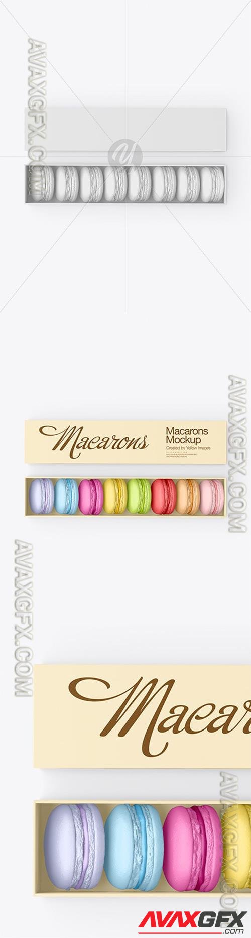 Opened Paper Box With Macarons Mockup 65451 TIF