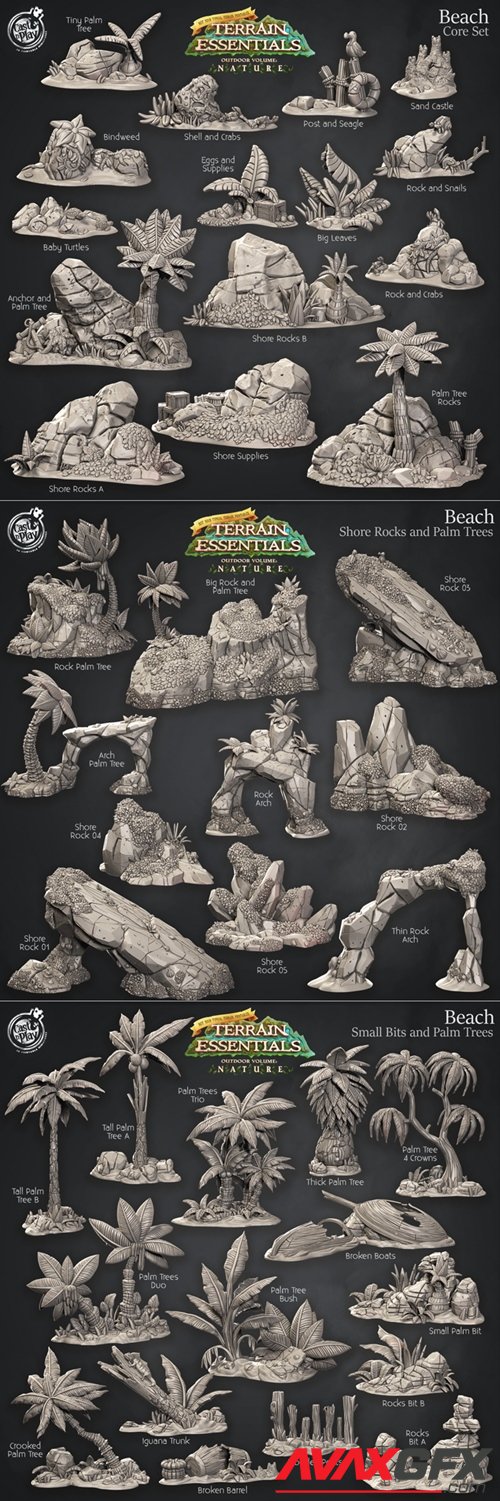 Beach Terrain Set – 3D Printable STL