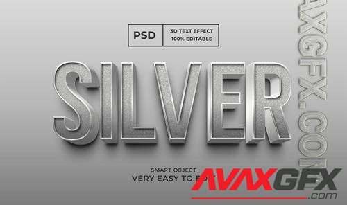 Silver editable 3d text effect psd