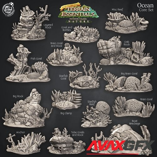 Ocean Terrain Set – 3D Printable STL