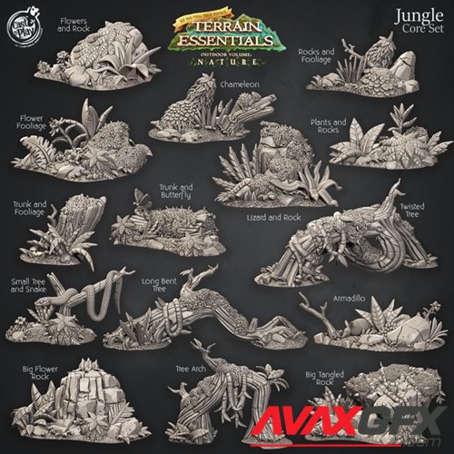 Jungle Terrain Set – 3D Printable STL
