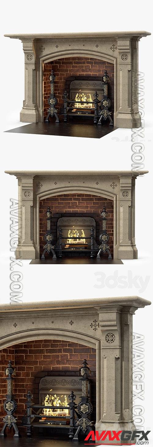 Westland London A Large Yorkstone Gothic Style Antique Fireplace Stock No 14223