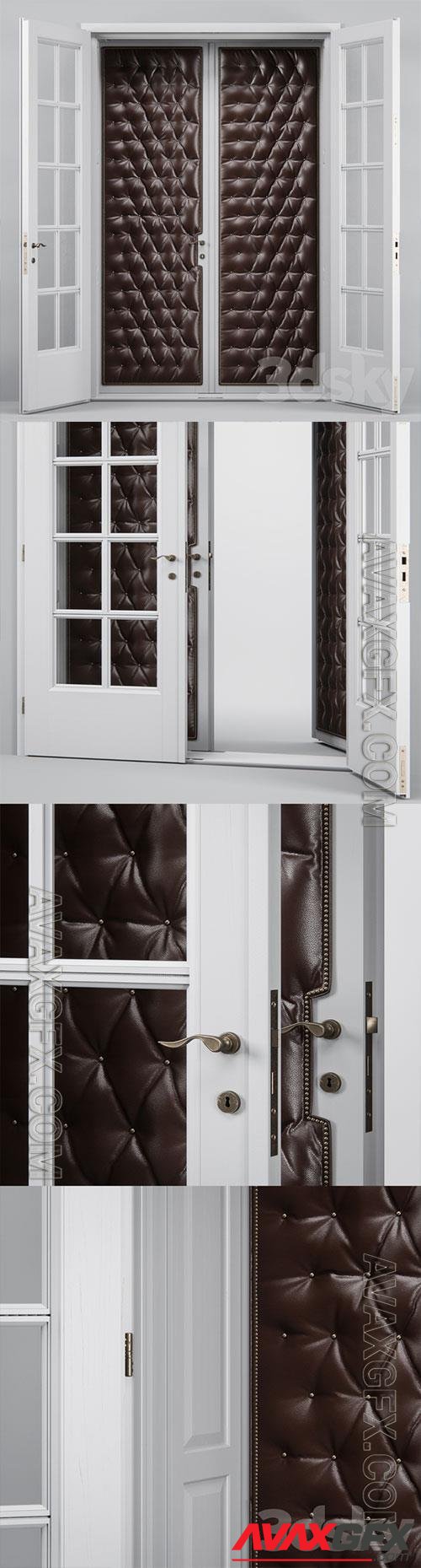 Double Leather Tufted Glass Doors