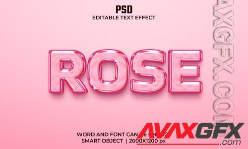 Rose 3d editable text effect premium psd with background