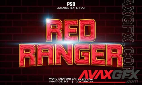 Red ranger 3d editable text effect premium psd with background