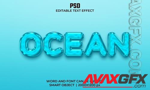 Ocean blue color 3d editable text effect premium psd with background