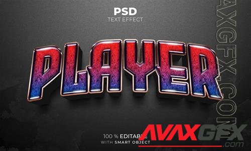 Player 3d editable text effect psd