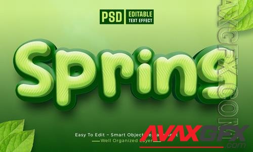 Modern spring cartoon editable 3d text style effect psd