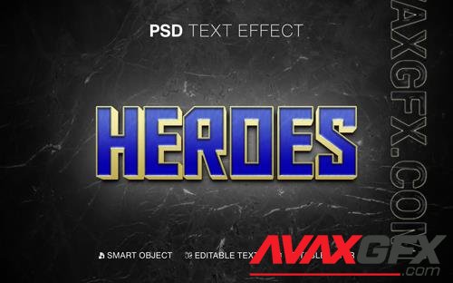 Heroes editable text effect 3d psd