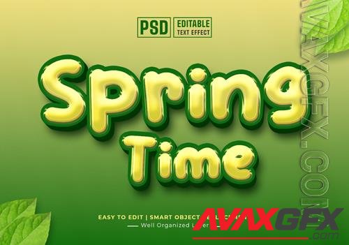 Modern spring time cartoon editable 3d text style effect psd