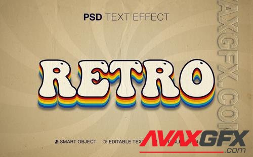 Editable text effect retro psd