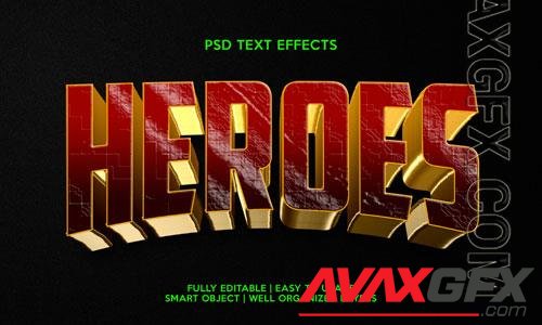 Heroes text effect template psd