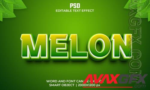 Melon 3d editable text effect premium psd with background