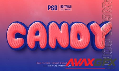 Candy 3d style editable text effect psd