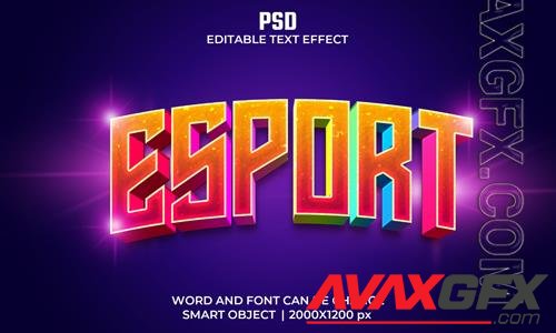 Esport colorful 3d editable text effect premium psd with background