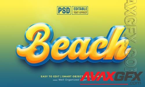 Beach 3d text style effect editable psd