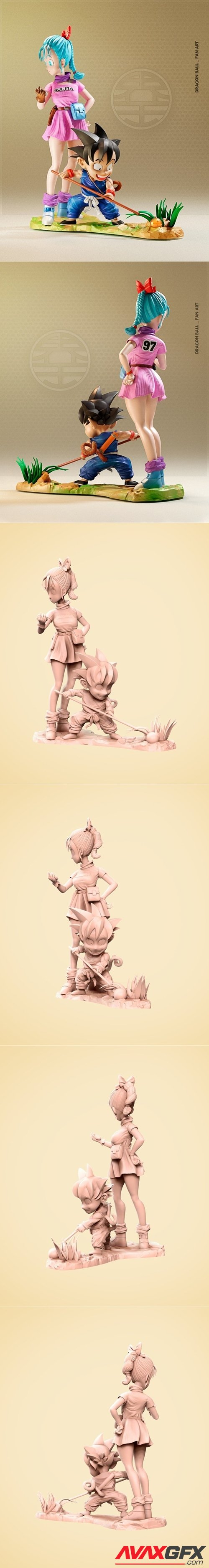 Dragon Ball Statue - Goku and Bulma – 3D Printable STL