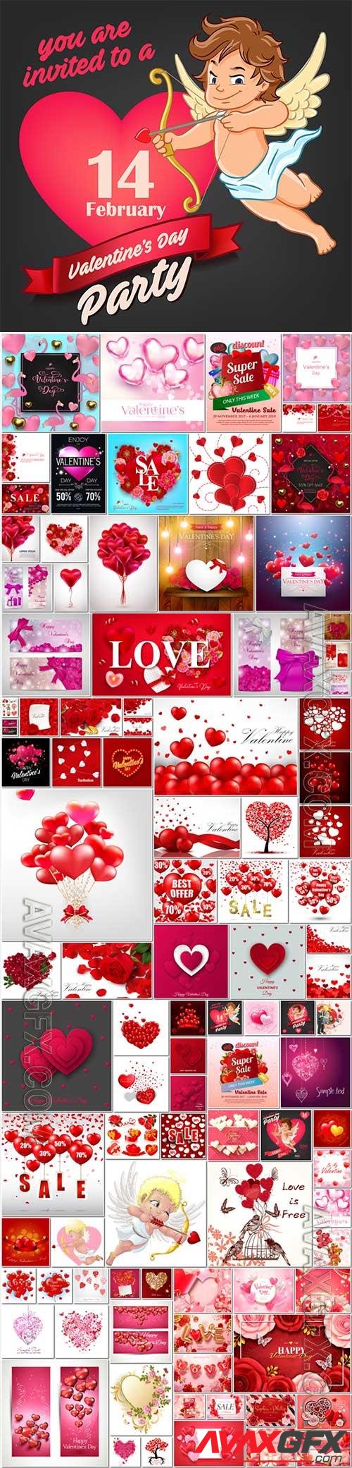 100 Bundle Happy Valentines Day, love, romance, hearts in vector vol 13