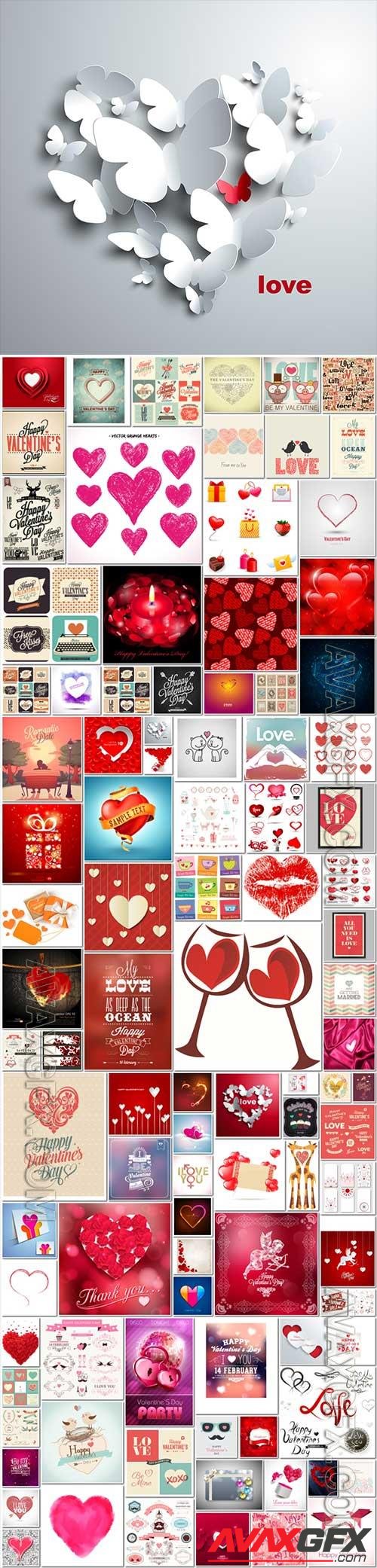 100 Bundle Happy Valentines Day, love, romance, hearts in vector vol 15