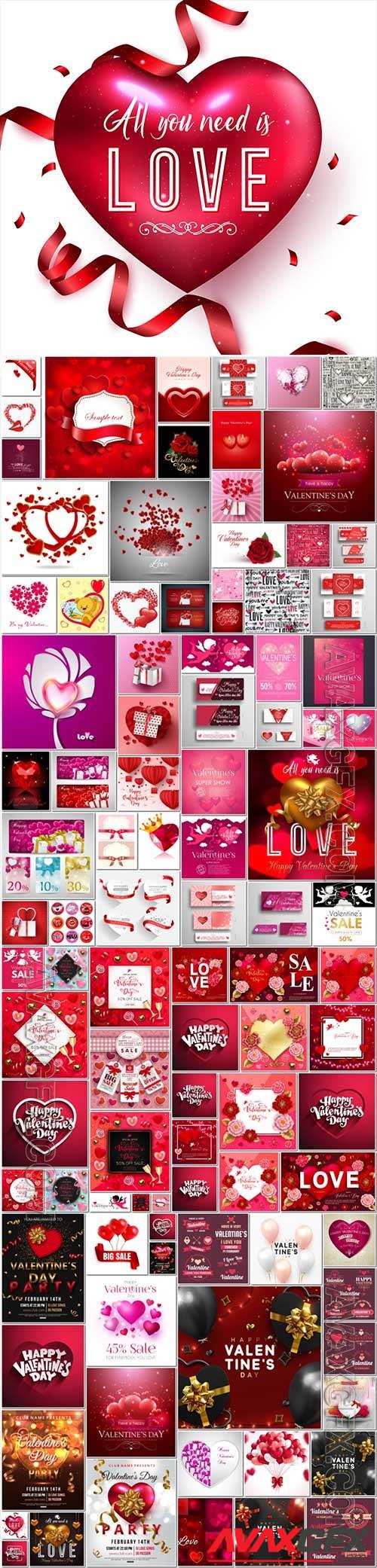 100 Bundle Happy Valentines Day, love, romance, hearts in vector vol 9