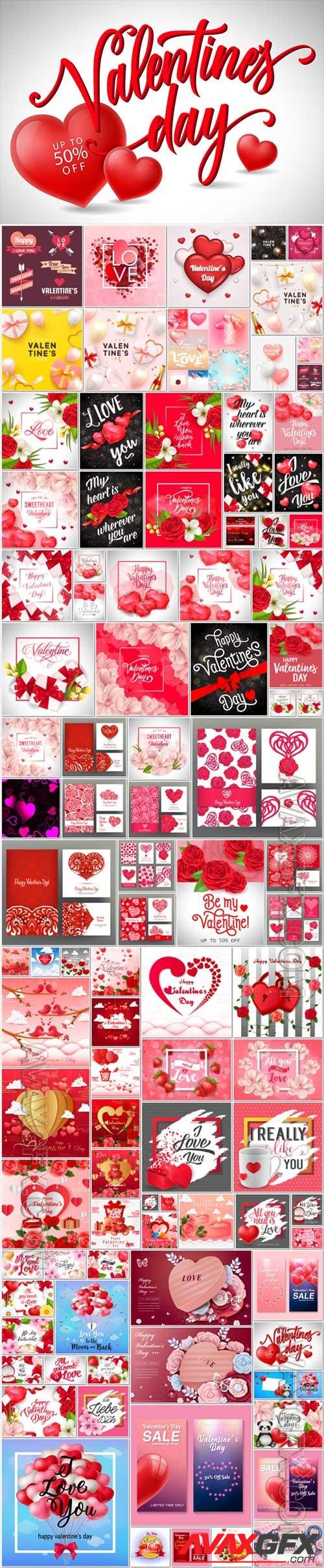 100 Bundle Happy Valentines Day, love, romance, hearts in vector vol 10