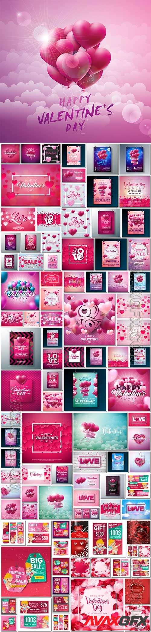 100 Bundle Happy Valentines Day, love, romance, hearts in vector vol 7