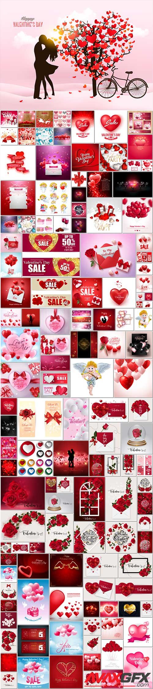 1500 Happy Valentines Day vector illustrations