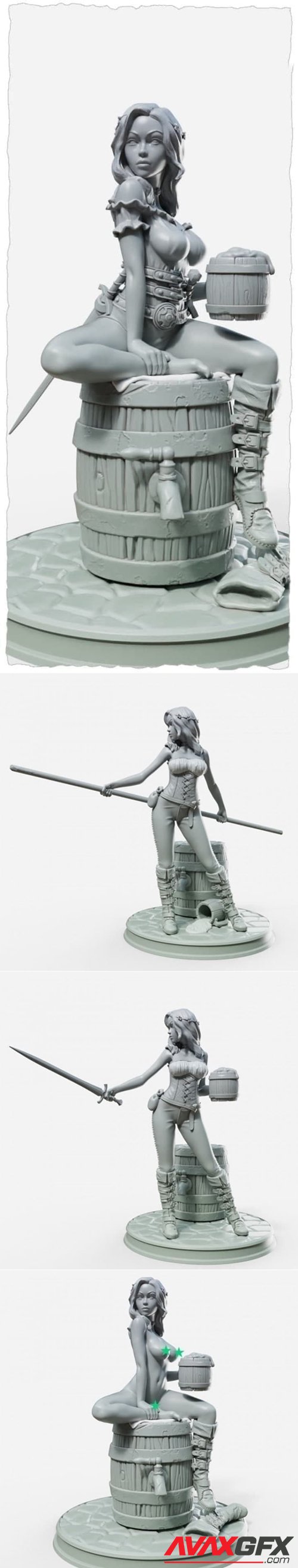 Barrel Girl Pin Up 2 Versions and NSFW – 3D Printable STL
