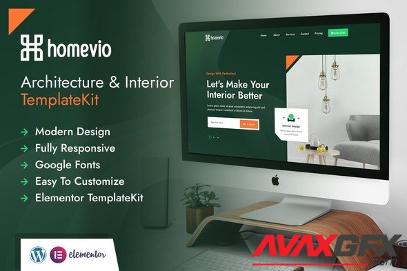 ThemeForest - Homevio v1.0.2 - Architecture Interior Elementor Template Kit - 36063762