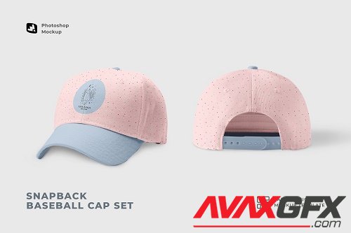 Snapback Baseball Cap Set Mockup - 6893028