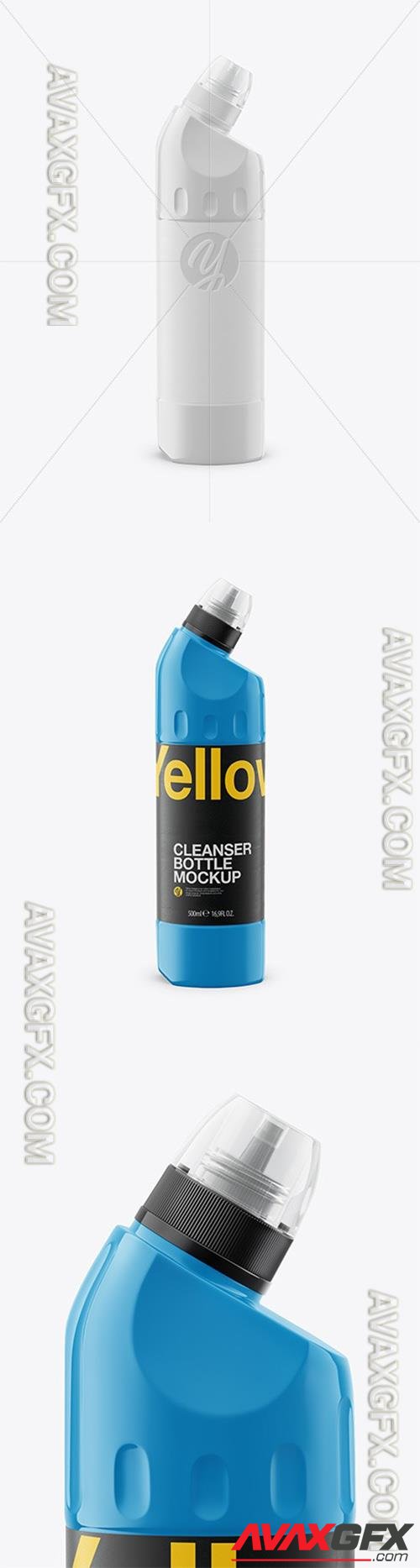 500ml Glossy Plastic Toilet Bowl Cleaner Bottle Mockup - Front View 48007 TIF