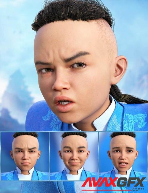 Little Fighter Expressions for Genesis 8.1 Male and Kayden HD 8.1