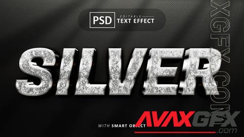 Silver 3d text effect editable psd