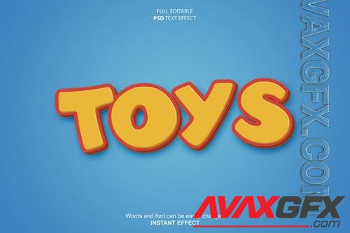 Toys 3d editable text effect with blue background psd