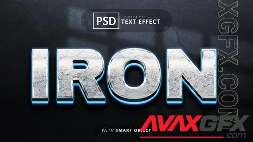 Iron 3d text effect editable psd