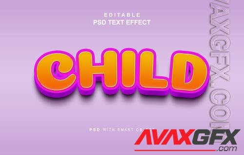 Editable child text style effect psd