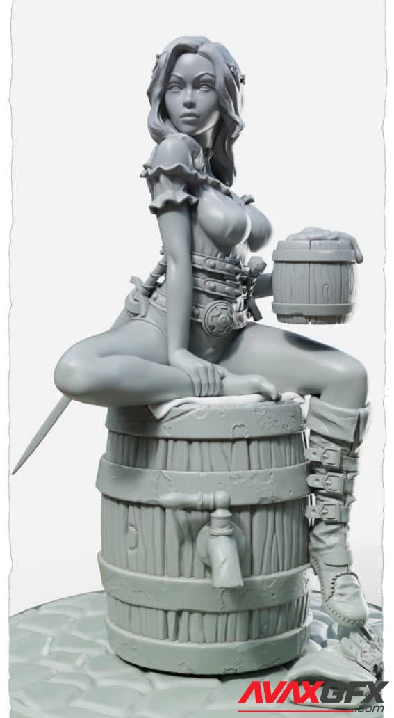 NSFW Barrel Girl Pin Up 2 3D Printable STL