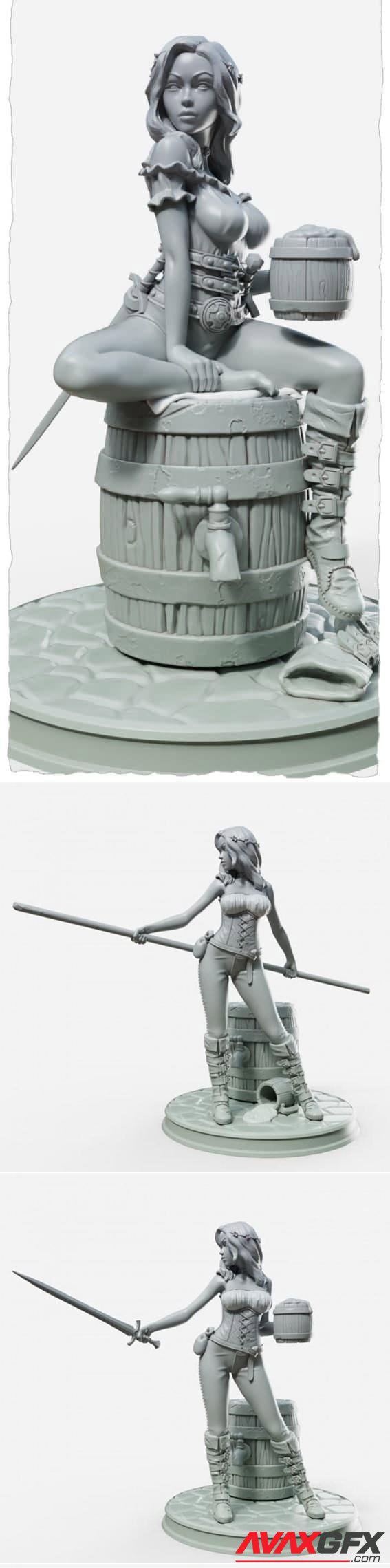 NSFW Barrel Girl Pin Up 2 3D Printable STL