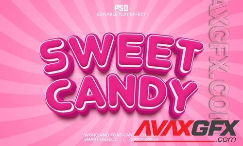 Sweet candy 3d editable text effect premium psd with background