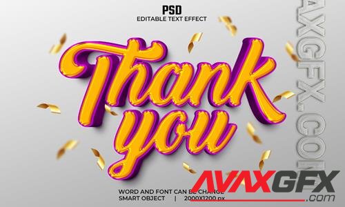 Thank you 3d editable text effect premium psd with background