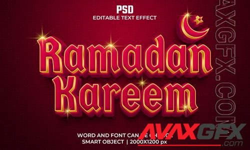 Ramadan kareem 3d editable text effect premium psd with background