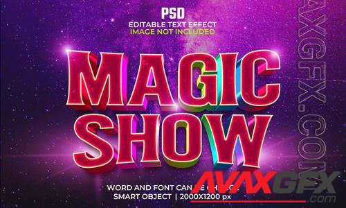 Magic show 3d editable text effect premium psd with background