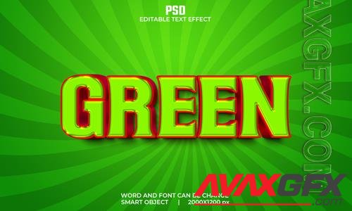 Green color 3d editable text effect premium psd with background