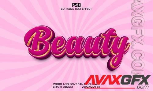 Beauty 3d editable text effect premium psd with background